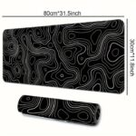 Grote muismat / bureaumat 80 x 30 cm – zwart topografisch